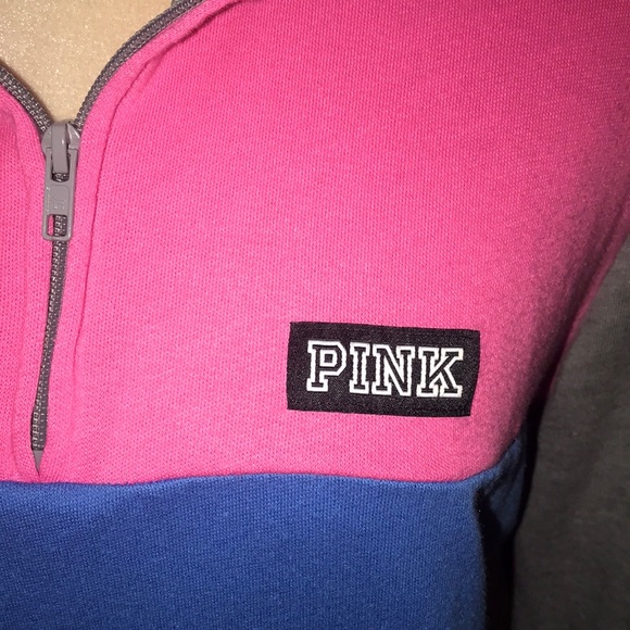 PINK Victoria’s Secret Striped Zipper Sweatshirt M - Picture 2 of 6